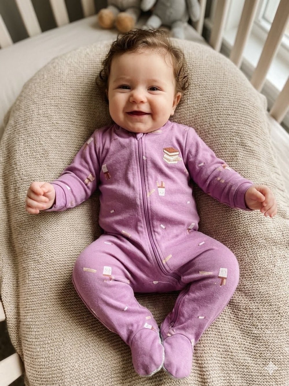 Pekkle Organic Cotton Toddler footies in Bright Purple 18 months